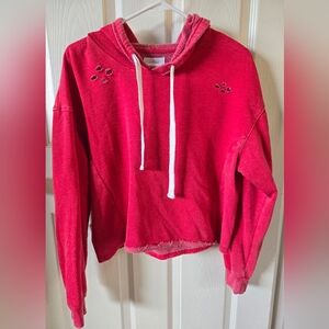 Distressed cropped hoodie